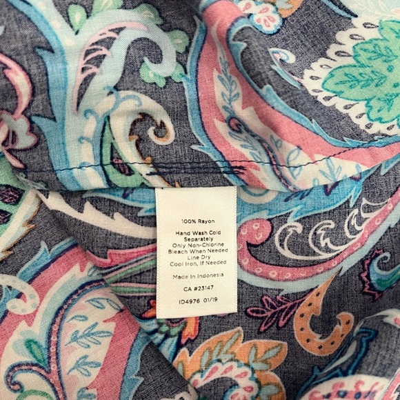 [L]Talbots Vibrant Paisley Tie-Neck Popover Blouse - Picture 8 of 8